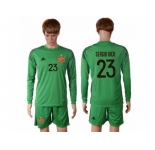 Spain #23 Sergio Rico Green Goalkeeper Long Sleeves Soccer Country Jersey