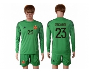 Spain #23 Sergio Rico Green Goalkeeper Long Sleeves Soccer Country Jersey