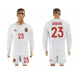 Spain #23 Sergio Rico White Away Long Sleeves Soccer Country Jersey