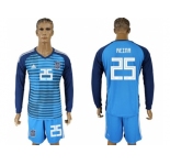 Spain #25 Reina Blue Goalkeeper Long Sleeves Soccer Country Jersey