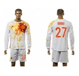 Spain #27 Rodrigo White Away Long Sleeves Soccer Country Jersey