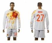 Spain #27 Rodrigo White Away Long Sleeves Soccer Country Jersey