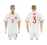 Spain #3 Pique Away Soccer Country Jersey