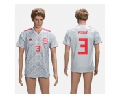 Spain #3 Pique Grey Training Soccer Country Jersey