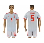 Spain #5 Sergio Away Soccer Country Jersey