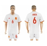 Spain #6 A.Iniesta Away Soccer Country Jersey