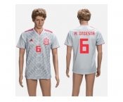 Spain #6 A.Iniesta Grey Training Soccer Country Jersey