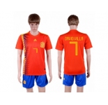 Spain #7 David Villa Home Soccer Country Jersey