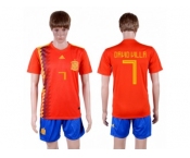 Spain #7 David Villa Home Soccer Country Jersey