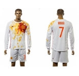 Spain #7 Morata White Away Long Sleeves Soccer Country Jersey1