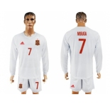 Spain #7 Morata White Away Long Sleeves Soccer Country Jersey