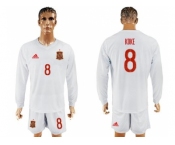 Spain #8 Koke White Away Long Sleeves Soccer Country Jersey