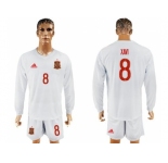 Spain #8 Xavi White Away Long Sleeves Soccer Country Jersey