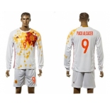 Spain #9 Paco Alcacer White Away Long Sleeves Soccer Country Jersey1