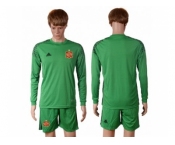 Spain Blank Green Goalkeeper Long Sleeves Soccer Country Jersey