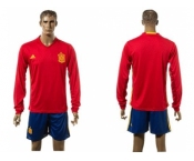 Spain Blank Red Home Long Sleeves Soccer Country Jersey