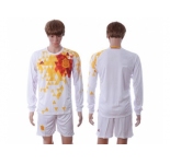 Spain Blank White Away Long Sleeves Soccer Country Jersey1