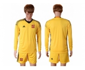 Spain Blank Yellow Goalkeeper Long Sleeves Soccer Country Jersey
