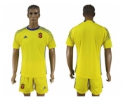 Spain Blank Yellow Goalkeeper Soccer Country Jersey
