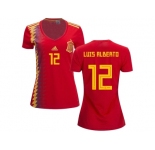 Women Spain #12 Luis Alberto Red Home Soccer Country Jersey