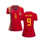 Women Spain #9 Callejon Red Home Soccer Country Jersey