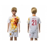 Spain #21 Nolito White Away Kid Soccer Country Jersey