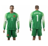 Turkey #1 Babacan Green Goalkeeper Long Sleeves Soccer Country Jersey