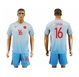 Turkey #16 Tufan Away Soccer Country Jersey