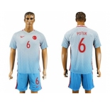 Turkey #6 Potuk Away Soccer Country Jersey