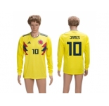 Colombia #10 James Home Long Sleeves Soccer Country Jersey