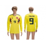 Colombia #9 Falcao Home Long Sleeves Soccer Country Jersey