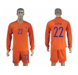 Holland #22 Vorm Home Long Sleeves Soccer Country Jersey