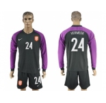 Holland #24 Vermeer Black Goalkeeper Long Sleeves Soccer Country Jersey