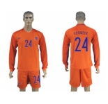 Holland #24 Vermeer Home Long Sleeves Soccer Country Jersey