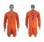 Holland #7 Memphis Home Long Sleeves Soccer Country Jersey1