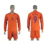 Holland #9 V.persie Home Long Sleeves Soccer Country Jersey1