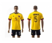 Colombia #5 Carbonero Home Soccer Country Jersey