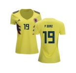 Women Colombia #19 F.Diaz Home Soccer Country Jersey