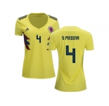 Women Colombia #4 S.Medina Home Soccer Country Jersey