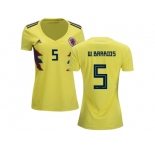 Women Colombia #5 W.Barrios Home Soccer Country Jersey