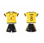 Colombia #8 Cardona Home Kid Soccer Country Jersey
