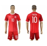 Danmark #10 Eriksen Red Home Soccer Country Jersey