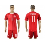 Danmark #11 Bendtner Red Home Soccer Country Jersey