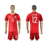 Danmark #12 Bjelland Red Home Soccer Country Jersey