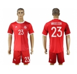 Danmark #23 Mikkelsen Red Home Soccer Country Jersey