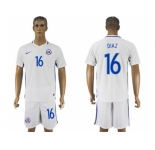 Chile #16 Diaz Away Soccer Country Jersey