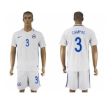 Chile #3 Campos Away Soccer Country Jersey