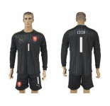 Czech #1 Cech Black Long Sleeves Goalkeeper Soccer Country Jersey