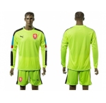 Czech Blank Shiny Green Goalkeeper Long Sleeves Soccer Country Jersey