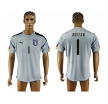 Italy #1 Boffon Grey Goalkeeper Soccer Country Jersey